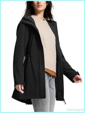 Women's Waterproof Rain Jacket with Fleece Lining Hooded Windbreaker Long Warm